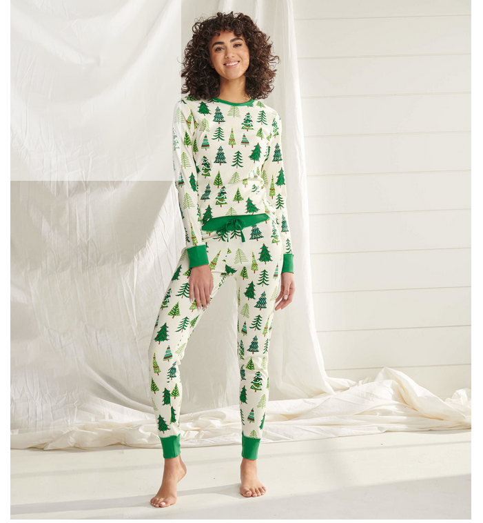 Pyjama - Hatley Womens Christmas Trees Glow In The Dark Pyjama Set
