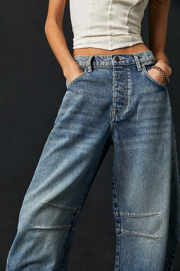 Pants - Free People Good Luck Mid Rise Barrel Jeans