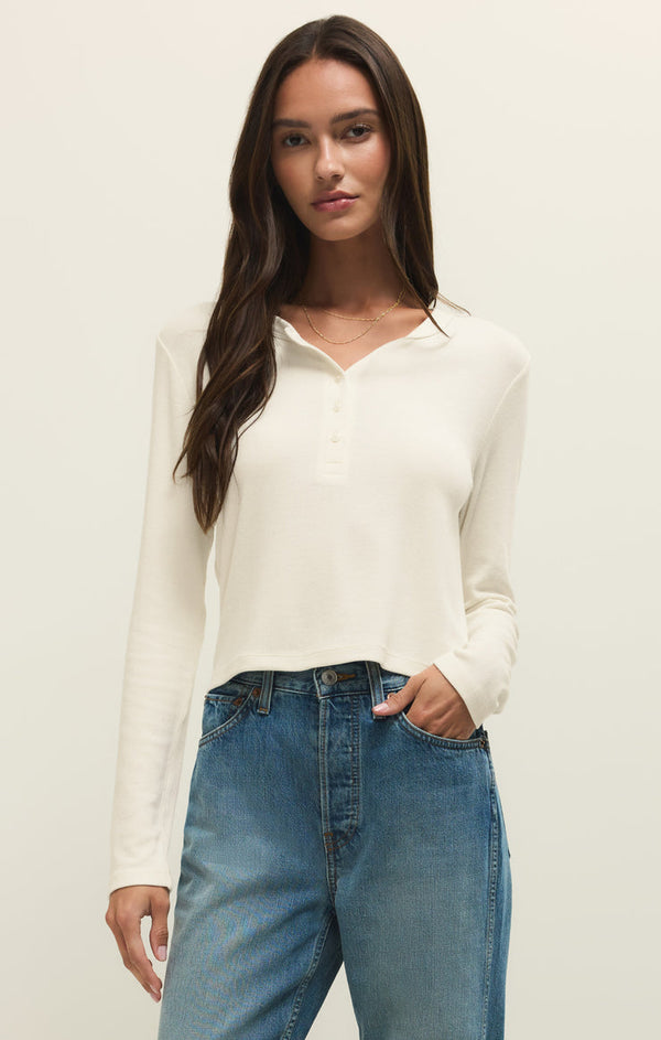 Top - Z Supply Ferris Cropped Henley