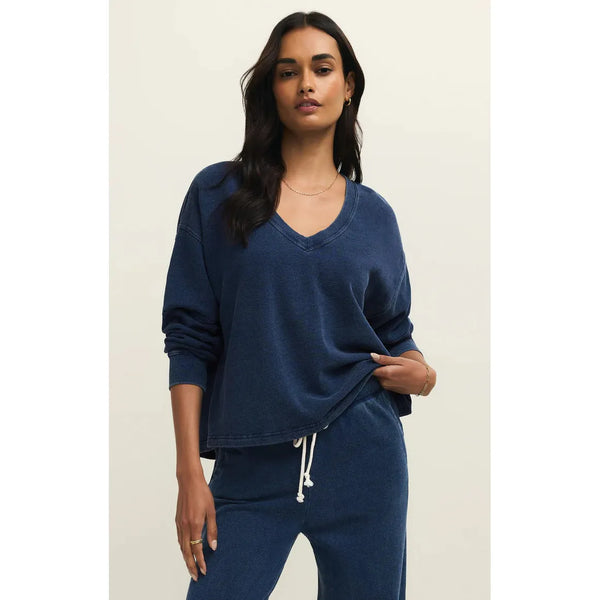 Top - Z Supply Delphine Knit Denim Sweatshirt