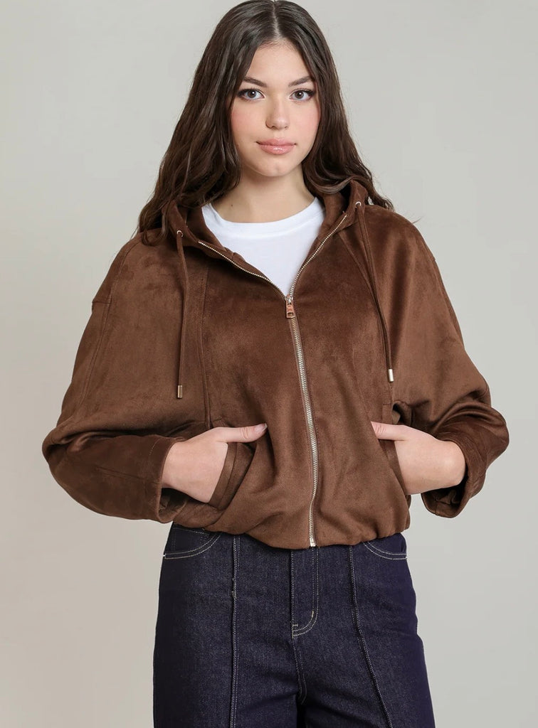 Top - Dex Suede Hooded Bomber