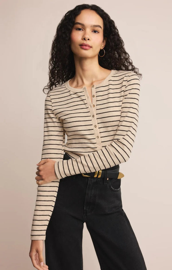 Top - Z Supply Eve Stripe Henley Long Sleeve