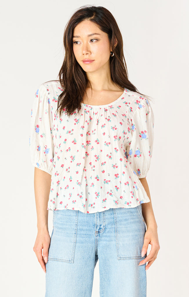 Top - Dex Short Sleeve Tie Back Floral Top