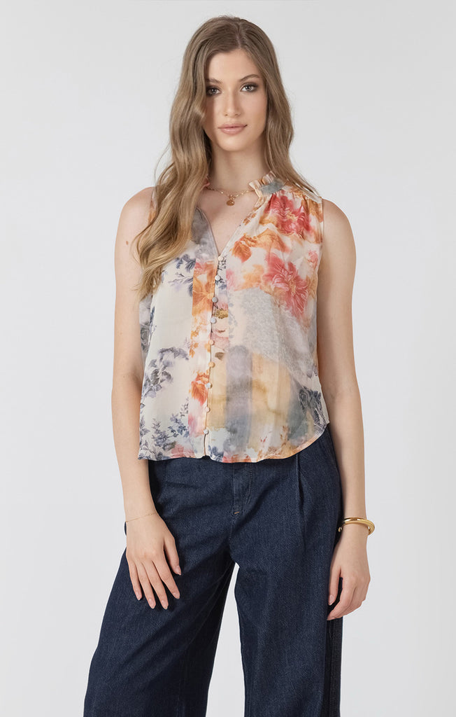 Top - Dex Floral Flowy Button Front Blouse