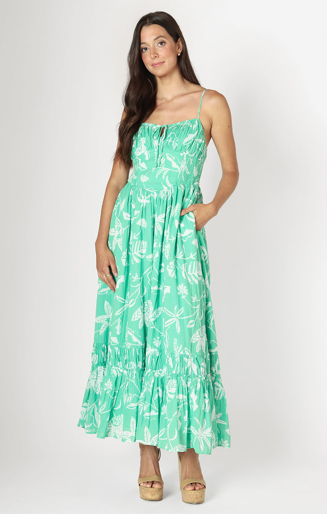 Dress - Dex Corset Tiered Tropical Maxi Dress