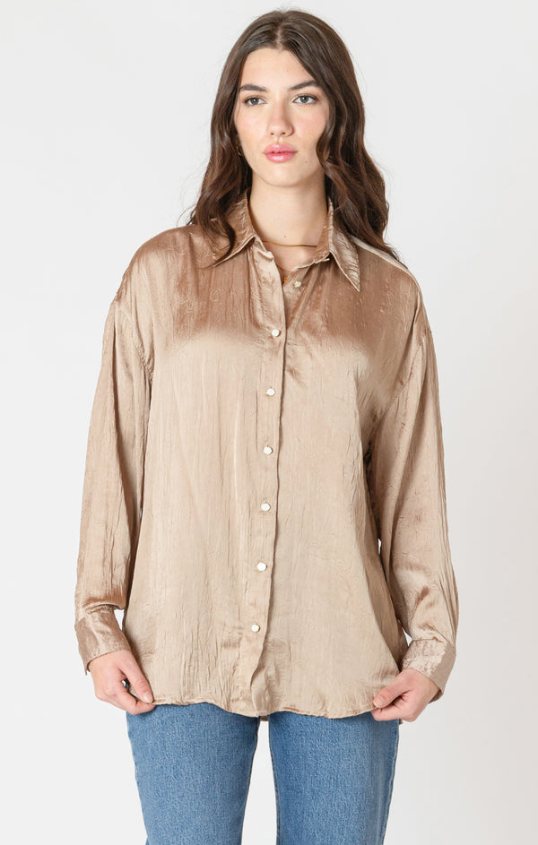 Top - Dex Crinkle Effect Satin Blouse