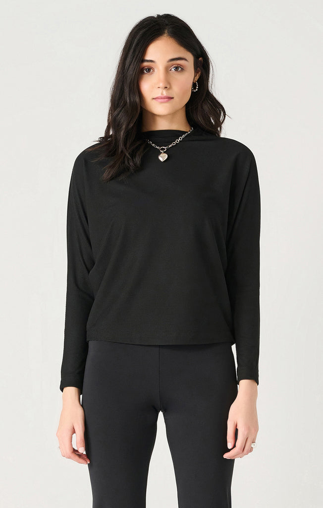 Top - Dex Short Sleeve Mock Neck Ribbed Top