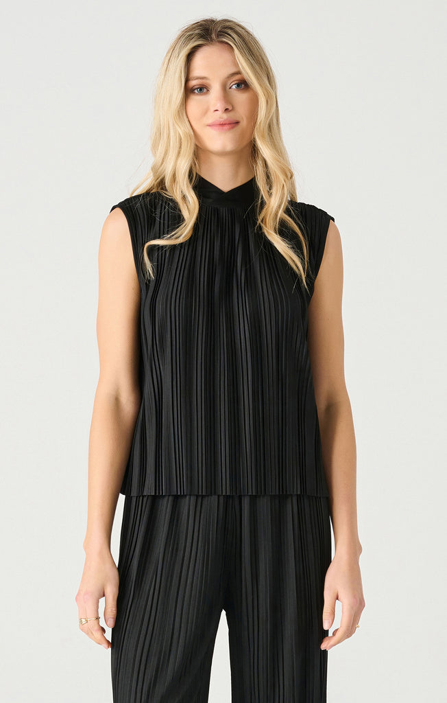 Top - Dex Sleeveless Mock Neck Pleated Top