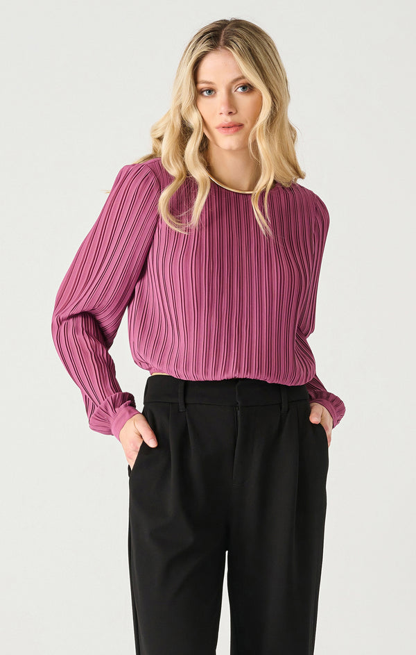 Top - Dex Long Sleeve Pleated Blouse