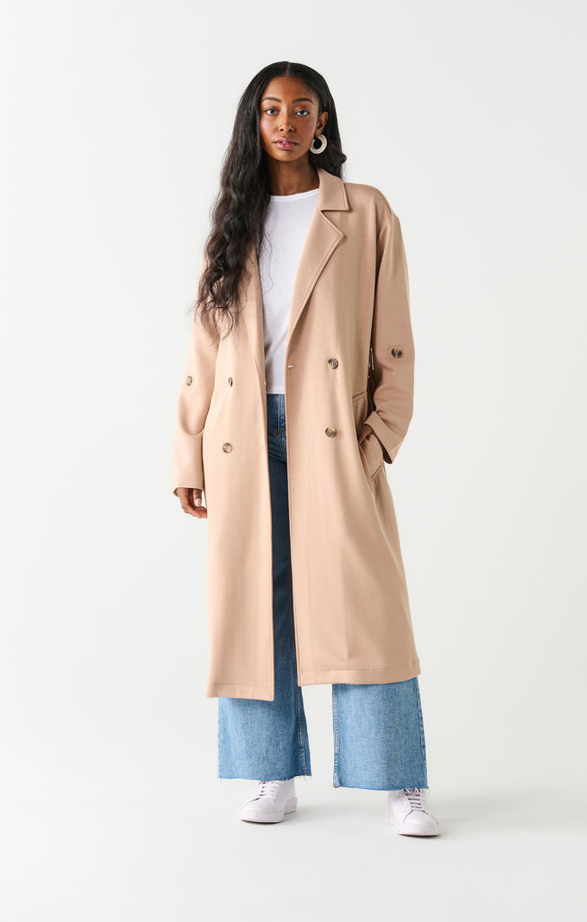 Top - Dex Double Breasted Knit Trench