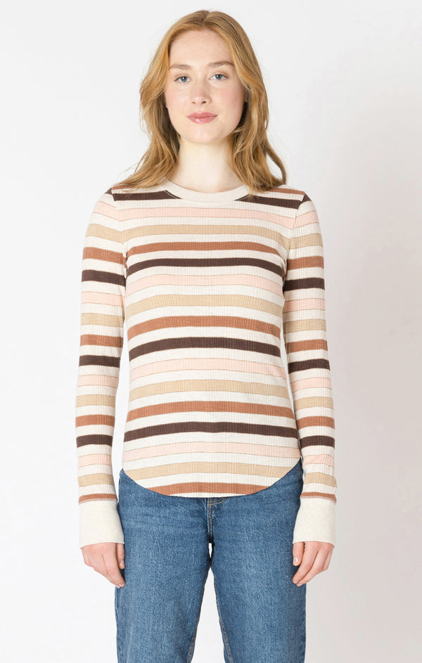 Top - Dex Stripe Ribbed Crewneck Tee