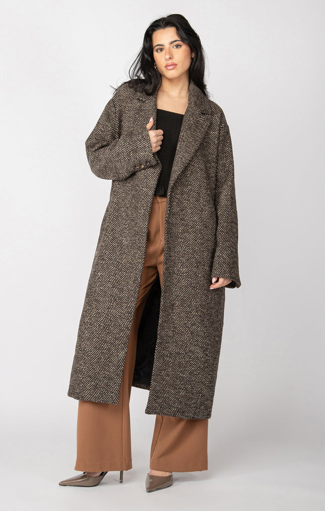 Top - Dex Belted Herringbone Coat