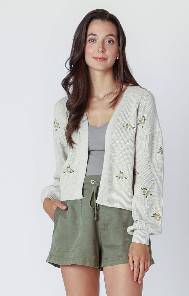 Top - Dex Long Sleeve Embroidered Cardigan