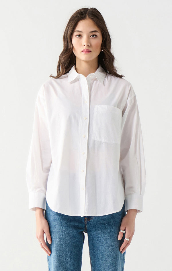 Top - Dex Long Sleeve Poplin Button Front Shirt