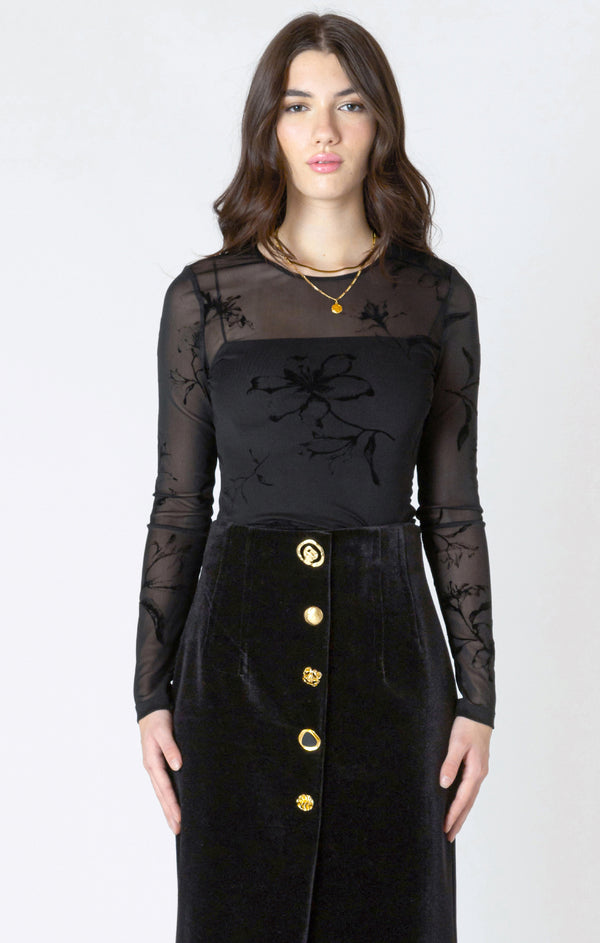 Top - Dex Burnout Patterned Bodysuit