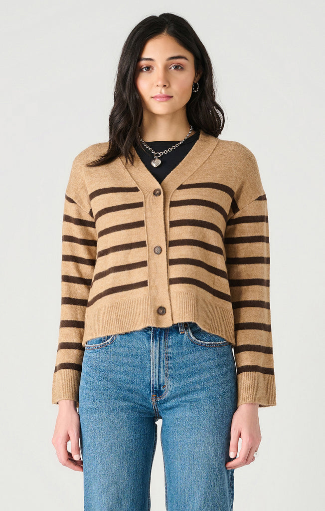 Top - Dex Stripe Buttoned Drop Shoulder Cardigan