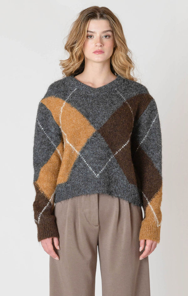 Top - Dex V-Neck Patterned Sweater