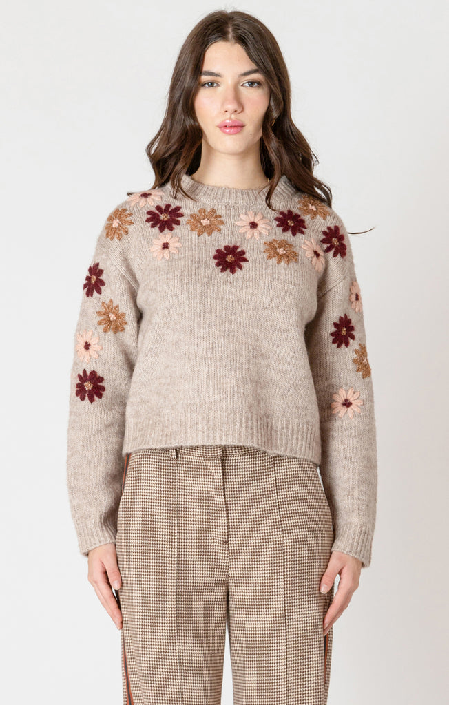 Top - Dex Crewneck Floral Applique Sweater