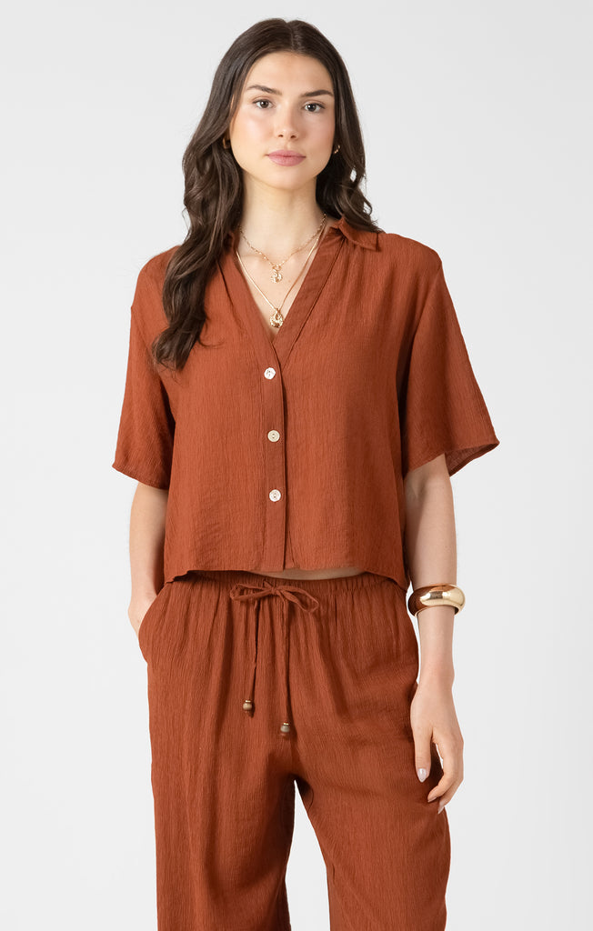 Top - Dex Short Sleeve Button Front Blouse