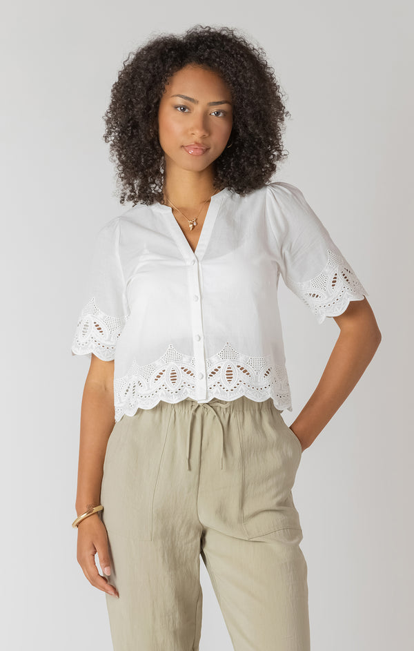 Top - Dex Eyelet Trim Blouse