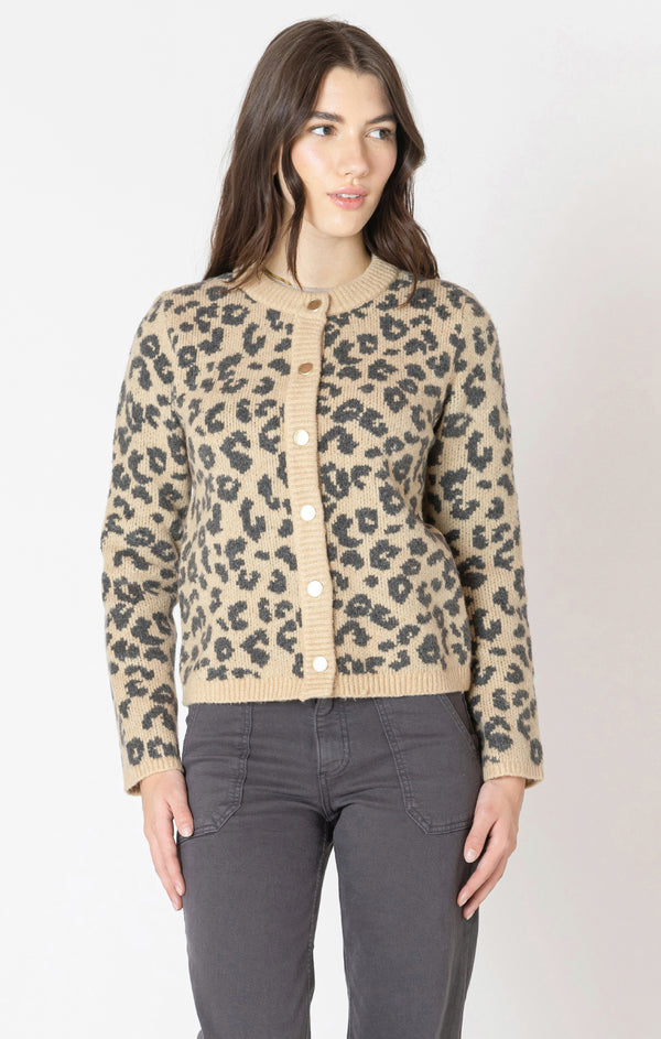 Top - Dex Leopard Print Crewneck Cardigan