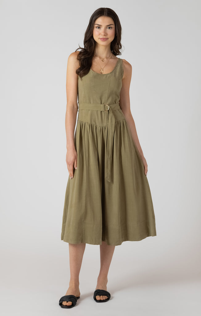 Dress - Dex Belted Drop Waist Midi Dress