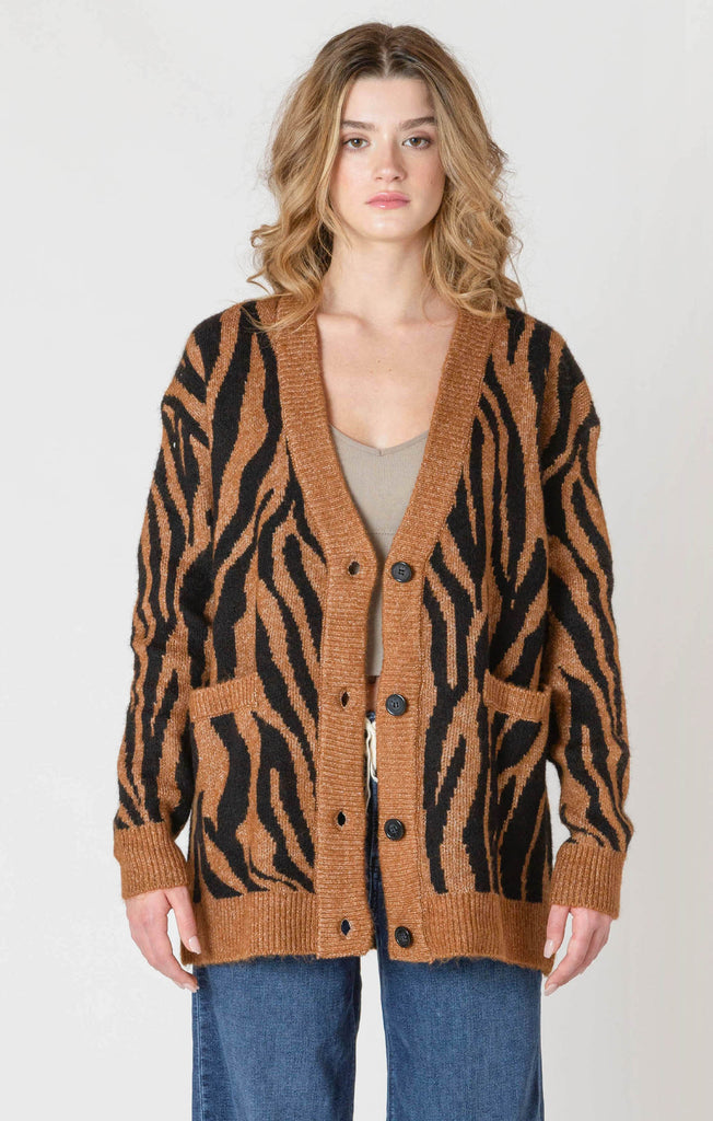 Top - Dex Tiger Print Button Front Cardigan