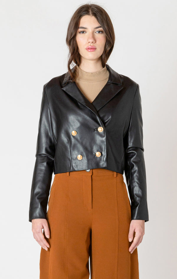 Top - Dex Vegan Leather Cropped Jacket