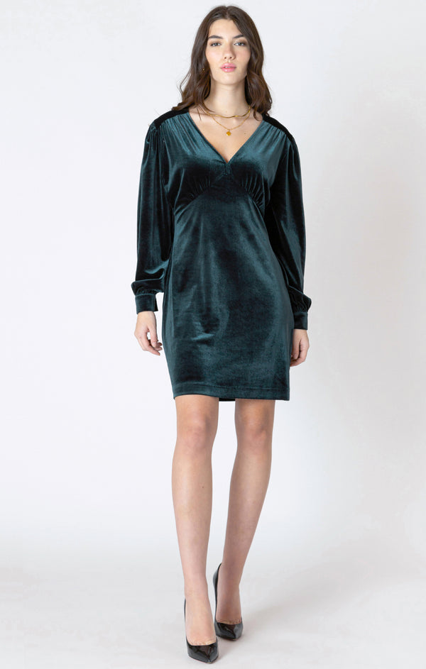 Dress - Dex Deep V-Neck Velvet Mini Dress