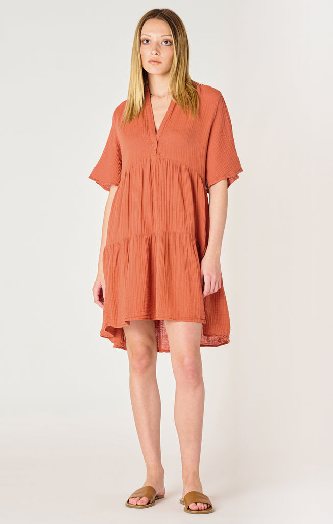 Dress - Dex Short Sleeve Flowy Tiered Mini Dress