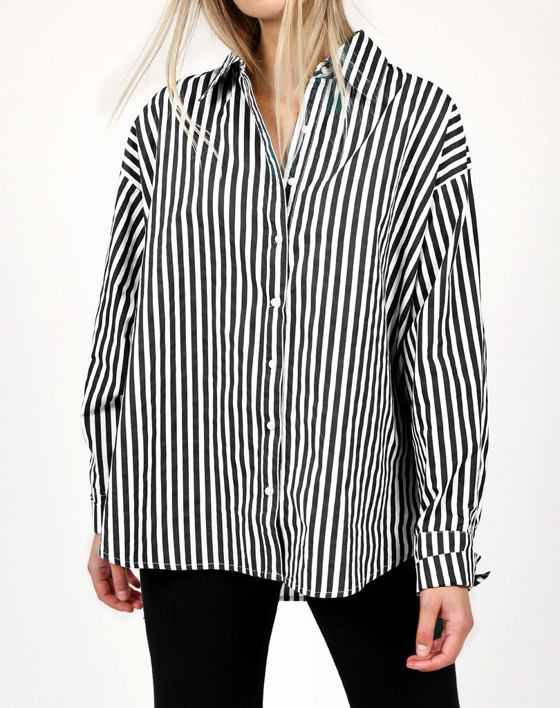Top - Brunette The Label Striped Button Up Blouse