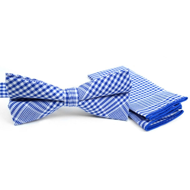 Accessory - Blue Plaid Bow Tie/Hankerchief Set