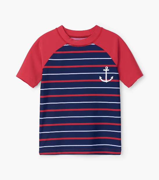 Swimsuit - Hatley Kids Nautical Stripe Short Sleeve Rashguard